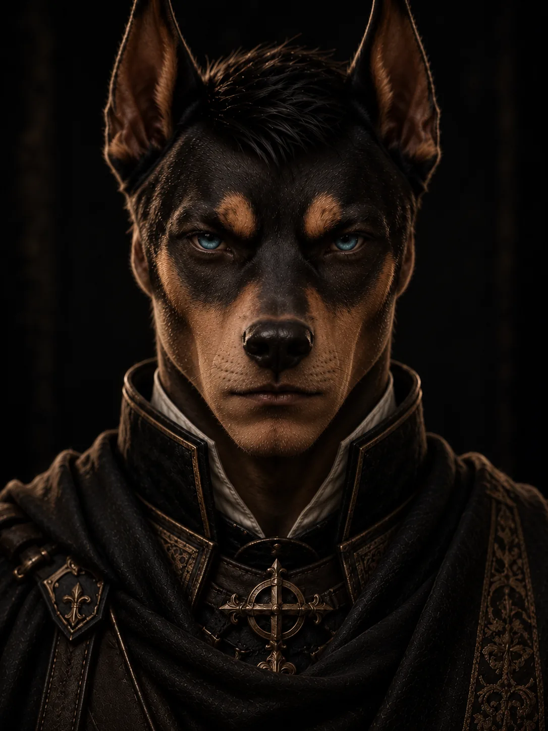 Retrato de um Doberman.